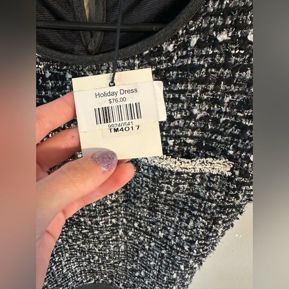 THML Anthropologie Women’s Black Silver Tweed Sleeveless Dress - Picture 3 of 6